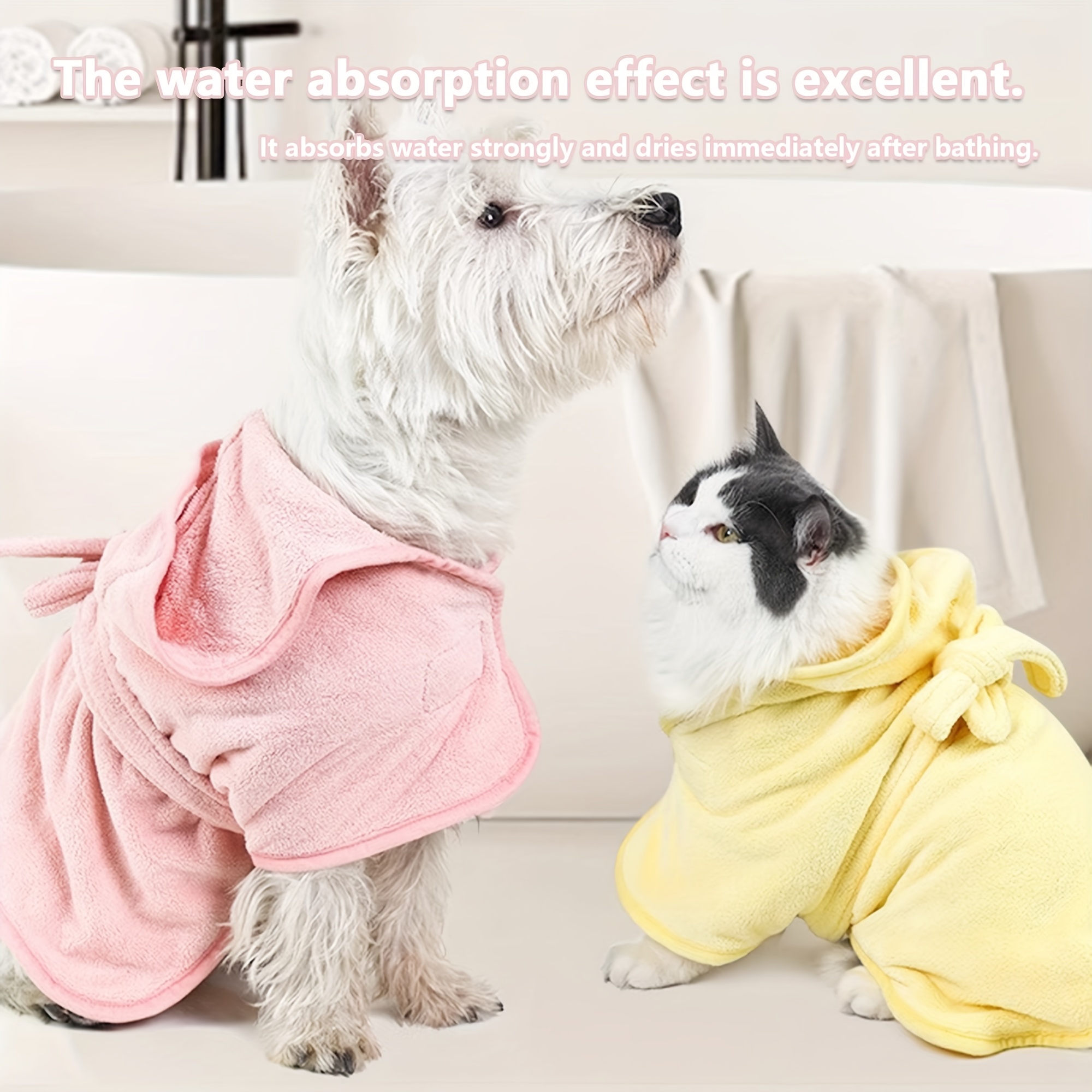 Ultra-Soft Quick-Dry Pet Bathrobe for Small & Medium Dogs & Cats - All-Season Lightweight Design with Safety Closure, Easy-Button Entryway, Machine Washable, Cozy Fleece-Lined for Warmth, Pet Washrobe, Cozy Fleece Lining - Image 15