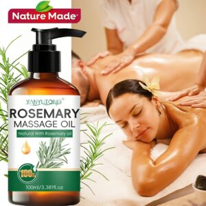 3.38oz Rosemary Massage Oil | Nourishing & Hydrating Formula, Suitable for All Skin Types, Couples & Massage Use, Gentle & Non-Irritating, Must-Have Skincare Essential | Natural Ingredients, Ideal Holiday Gift, Brand: YANYUTONG.