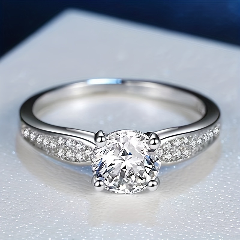 A S925 Pure 925 Silver Teenager'S Ring Inlaid with A 1.25-carat Lab-grown Lab-grown Diamond, Suitable As A Gift for Wedding Anniversaries, Birthdays, Valentine'S Day, Mother'S Day, Christmas, And Labor Day. Pure 925 Silver, Anti-allergic. - Image 2