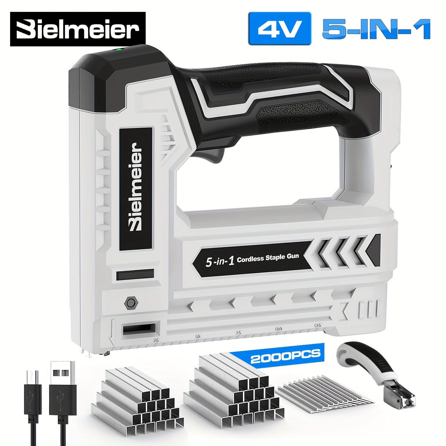 Bielmeier 20V/4V Cordless 2-in-1 Stapler/Nailer, Brad Nailer Without Compressor And Cord, Lightweight Design, with Safety Striker Guard, Battery&Charger, 1600/2000 Nails And Staples, for Carpentry And Upholstery & Perfect Gifts for DIYers - Image 9
