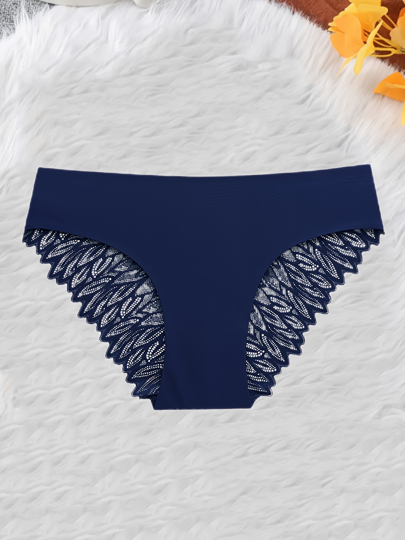 Women's Sexy Lace Trim Underwear, Soft Stretchy Smooth Texture Fabric with Contrast Lace Detailing, Comfortable & Breathable, Elegant Underwear for Casual Attire, Lingerie Essentials, 5pcs Solid Color - Image 6