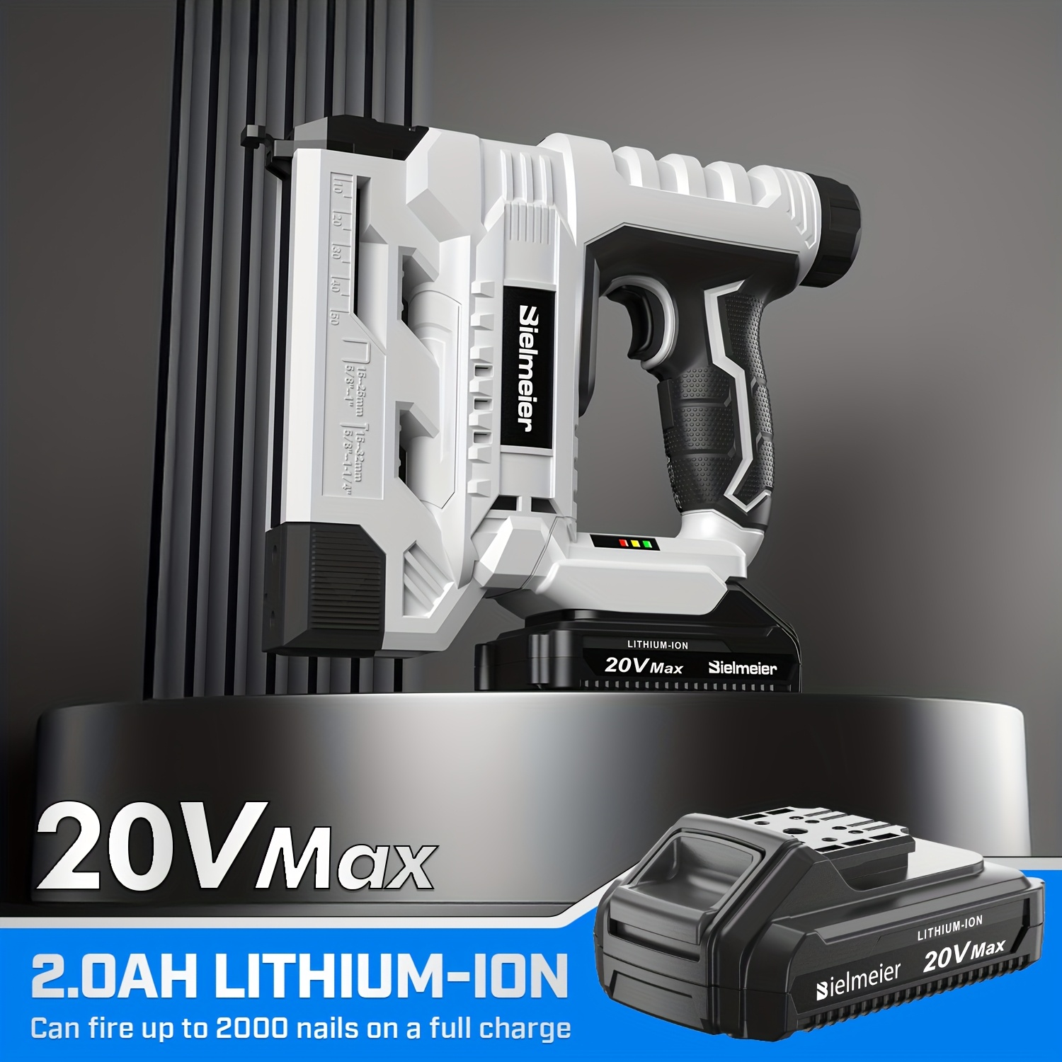 Bielmeier 20V/4V Cordless 2-in-1 Stapler/Nailer, Brad Nailer Without Compressor And Cord, Lightweight Design, with Safety Striker Guard, Battery&Charger, 1600/2000 Nails And Staples, for Carpentry And Upholstery & Perfect Gifts for DIYers - Image 10