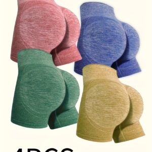 Set of 4 Women'S Shaping Shorts That Lift The Buttocks And Create a Slim Silhouette, Combining Yoga Pants And Shorts, Suitable for Sports, Leisure, And Outdoor Activities