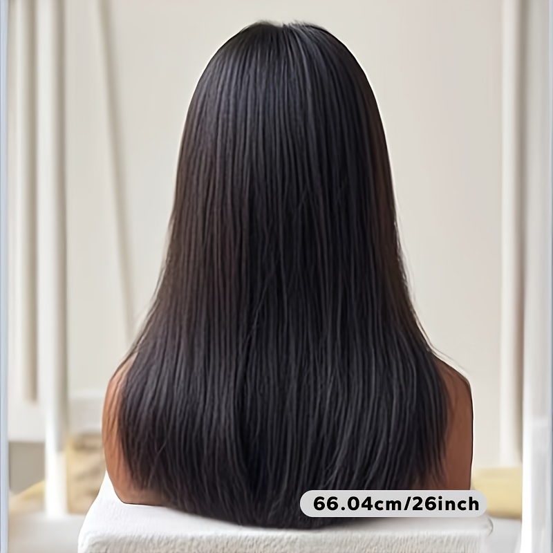 Black Middle Part Straight Wig 26 Inch High Quality Synthetic Wig for Men HeatResistant Fashionable Wig Transform Your Look Versatile Hairpiece Suitable for DailyUse And Special Occasions - Image 2