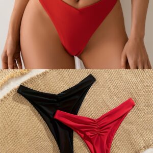 Women'S Solid Color Minimalist Tie Swimsuit Bottom