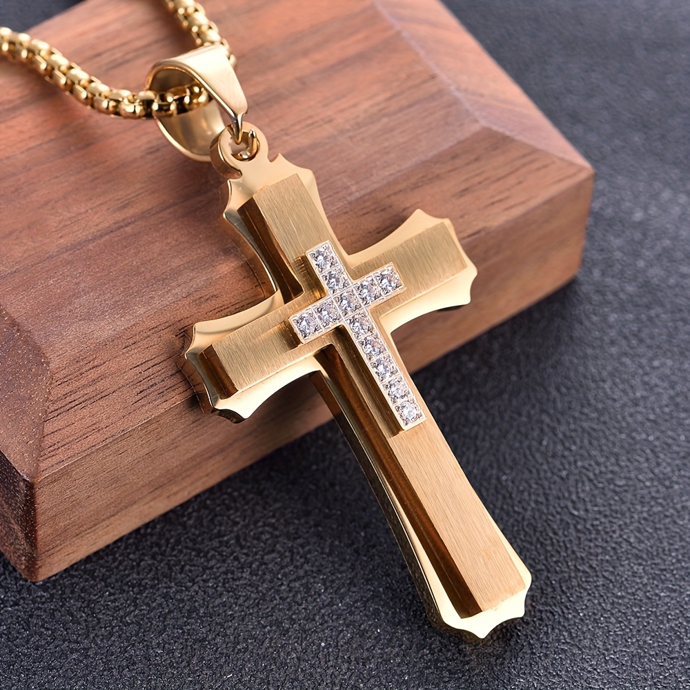 Men's Cross -Layer Necklace with Synthetic Cross Pendant - -Free Suitable for Parties, Music Festivals, Mardi Gras & Year-Round Wear - Stylish Accessory - Image 5