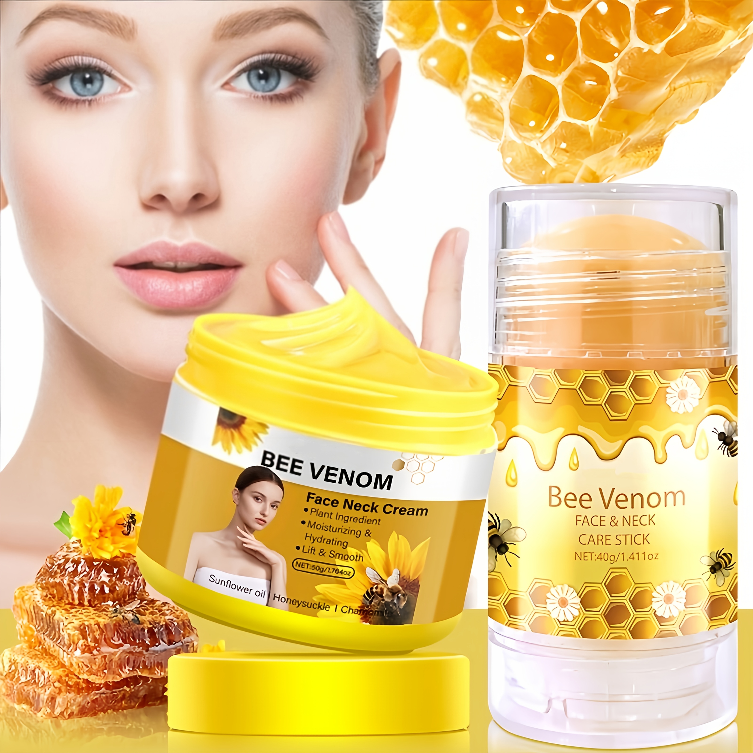 5pcs Bee Venom Care Set for Lips, Face, Neck, Hands, Feet and Whole Body Care, moisturizing and nourishing, suitable for dry and rough problems, all-round care, lightweight and non-greasy, fast-absorbing, mild and non-irritating, portable and easy to - Image 11