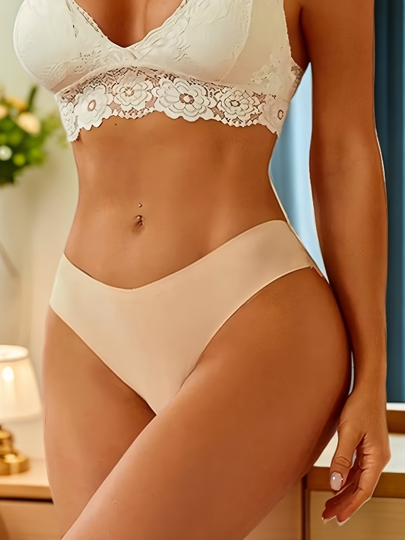 Women's Sexy Lace Trim Underwear, Soft Stretchy Smooth Texture Fabric with Contrast Lace Detailing, Comfortable & Breathable, Elegant Underwear for Casual Attire, Lingerie Essentials, 5pcs Solid Color - Image 2