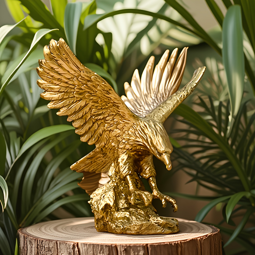 Modern Golden Eagle Resin Statue - Elegant Flying Bird or Perched Eagle Figurine, Durable Collectible Desk & Shelf Decor for Home Office, Year-Round Display, Symbolic Gift Suitable for Holidays & Corporate Decorations - Image 6
