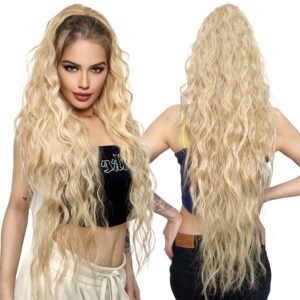 28-Inch Honey Blonde Ponytail Extension Designed for Women, Featuring Long Wavy Claw Clip Ponytail Extensions. These Long Curly Wavy Clip-In Ponytail Hairpieces Are Perfect for Parties, Music Festivals, Everyday Use, And Halloween, Blonde Wig Women, Blonde Wig Long, Long Blonde Wig, Ponytail Extension, Hairpiece, Hair Extension, Wig For Women
