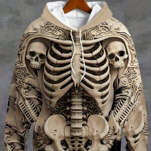 Men'S Stylish Casual Hoodie with 3D Effect Flat Print
