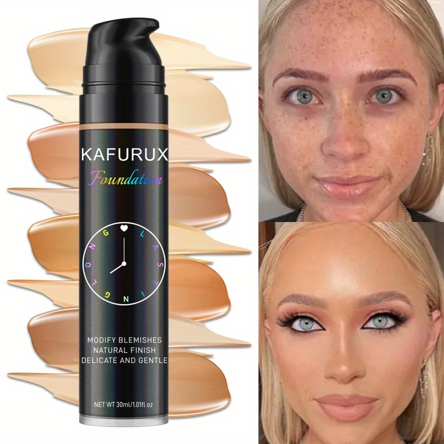 KAFURUX Full Coverage Liquid Foundation & Concealer - Strong Covering Power, Light Texture Formula Suitable for All Light Beige Types (Dry, Oily, Combination,), Light to Medium Shades for Flawless Light Beige Evenness - Women'