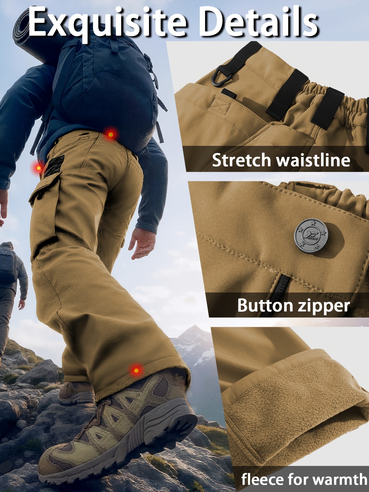 Men's Heavy-Duty Tactical Winter Pants - Thickened Insulated Work Pants with Multi-Pocket Design, MOLLE System Compatible for Hiking, Hunting, Construction - All-Season Outdoor Pants, Winter Work Pants for Men, Mens Winter Pants, Baggy Snow Pants - Image 10