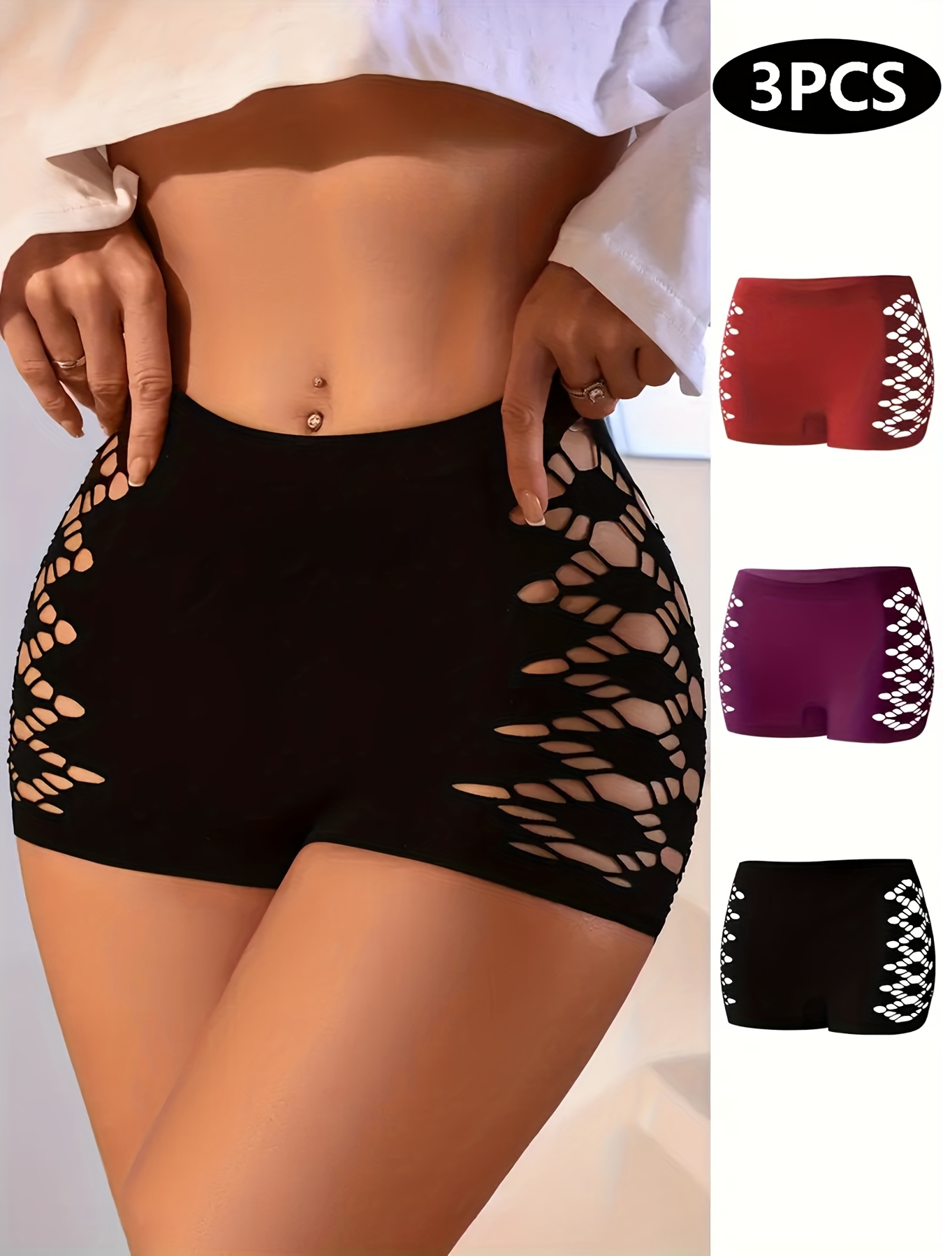 6pcs POf Women'S Mid Waist Breathable Nylon Blend Underwear - Medium Support Geometric Cut Solid Color Underwear, Soft Elastic Fabric, 6 Colors (beige/light Gray/red/purple/black/dark Gray) - Hand Wash Only, Comfortable Underwear, Elegant Underwea - Image 8