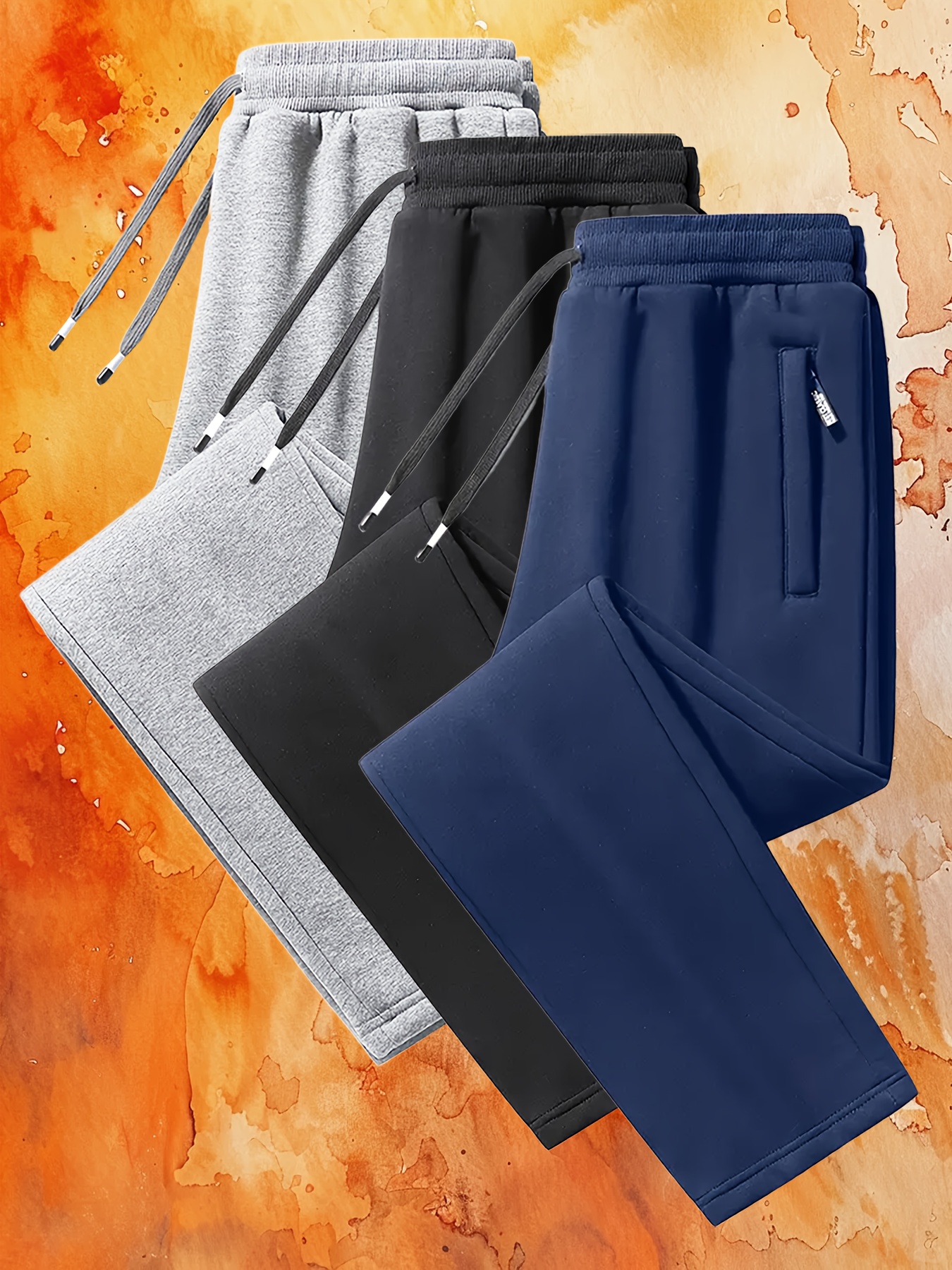 Men'S Casual Jogger Pants - Soft Stretchy Fabric, Mid-Rise Straight-Leg with Side Zipper Pockets, All-Season Comfort for Running, Hiking, And Outdoor Activities, Jogging Pants, Hiking Apparel, Sleek Design, Durable Construction, Minimalist Style - Image 2