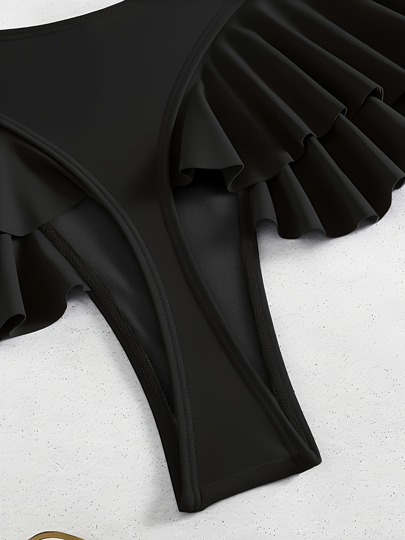 Women's Sexy Swim Bottoms - High-Waisted Non-Transparent Swimtrunks, Stretchy Elegant Bikini Pants for Beach, Pool, Formal Events - Machine Washable Swimwear, Beach Attire, Poolside Fashion, Ruffled Edge Design, Highelastic Material, Comfortable Fit, Summer Vacation, Stylish Swimwear, Durable Swimwear, Swim Shorts, Summer Vacationers - Image 4