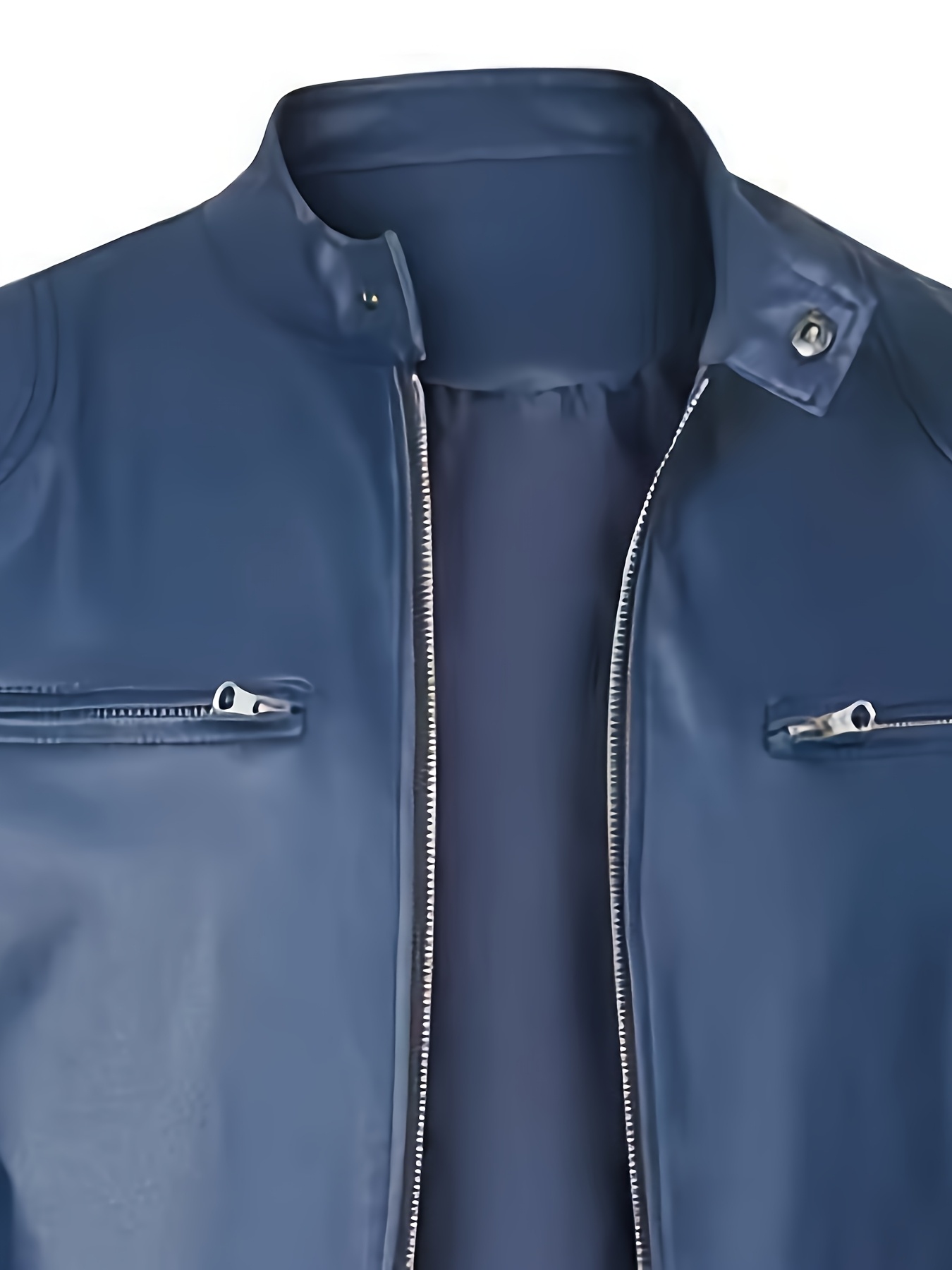 Men's Slim-Fit pu Jacket | Casual Style with Stand Collar | Zip-Up Closure & Decorative Zippered Pockets | Durable Polyester Lining | Ideal for Outdoor Activities, Casual Outerwear | Modern Jacket | Look - Image 8