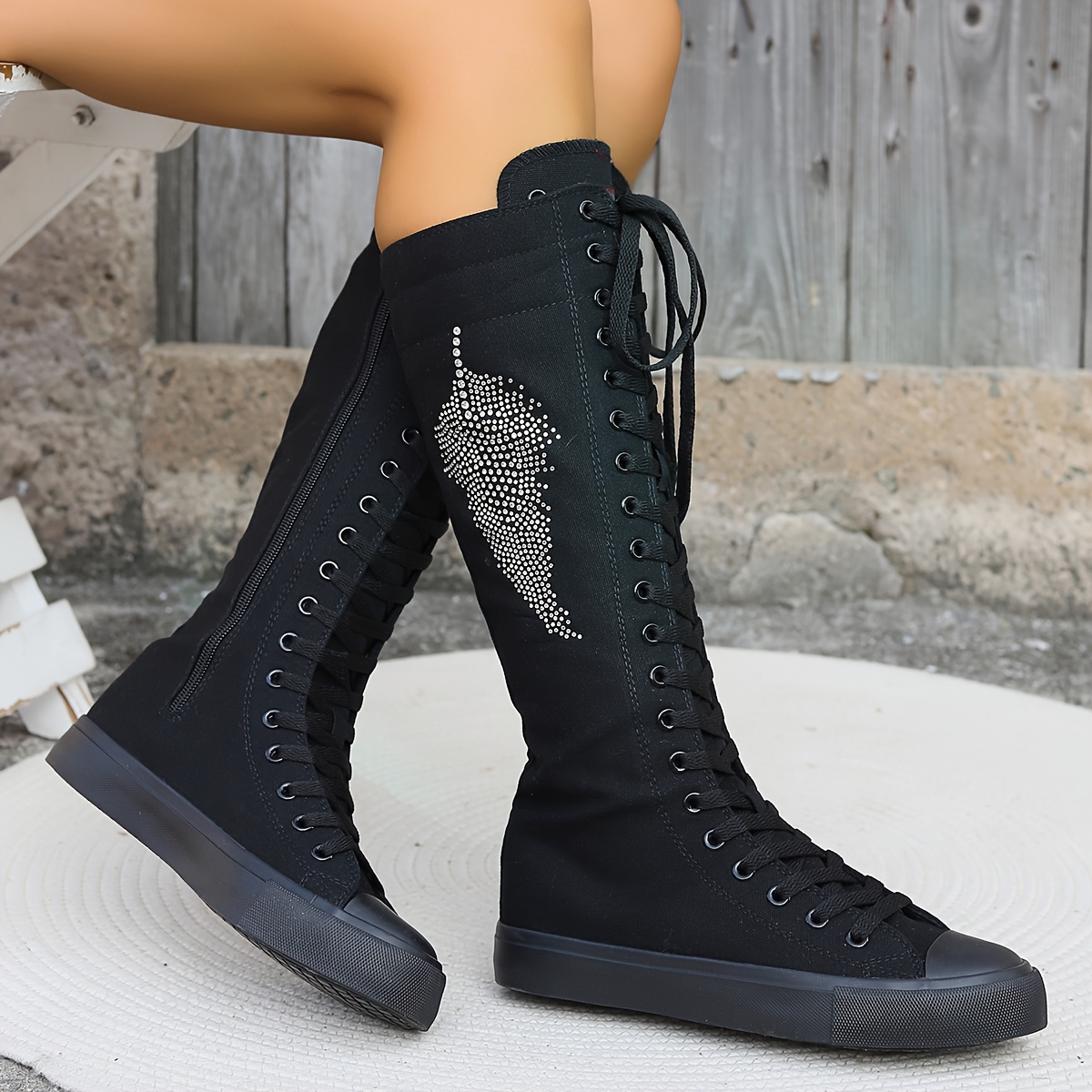 Women'S Flat High-Top Fashionable And Comfortable Knee Boots with Inner Side Zippers, Large Size Sneakers Suitable for And Students, Perfect for Parties And Everyday Wear, Available in Sizes 34-43. - Image 11