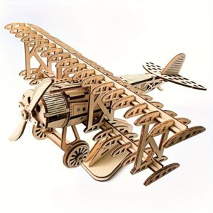 [Birthday, Halloween, Christmas] 3D Wooden Puzzle Airplane Wooden DIY Craft Model Kit Handmade 3D Jigsaw Vintage Aircraft Model Home Decor Toy - Birthday Gift, Halloween Gift, Christmas Gift