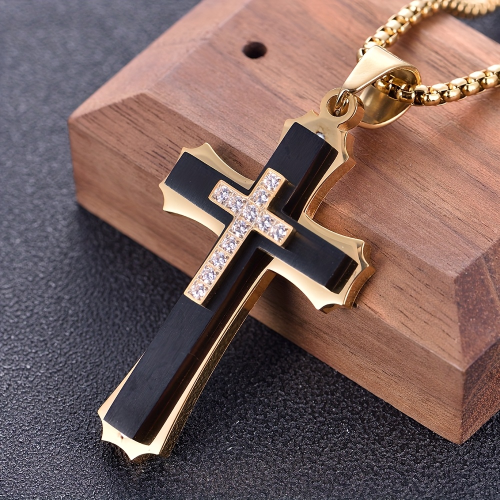 Men's Cross -Layer Necklace with Synthetic Cross Pendant - -Free Suitable for Parties, Music Festivals, Mardi Gras & Year-Round Wear - Stylish Accessory - Image 2