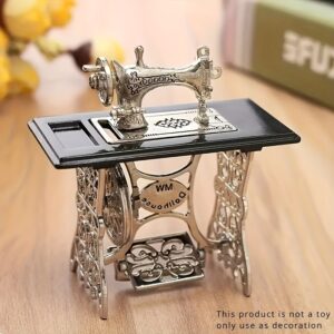A Mini Antique Silver Sewing Machine Collectible Ornament, Metal Handicraft Collectible