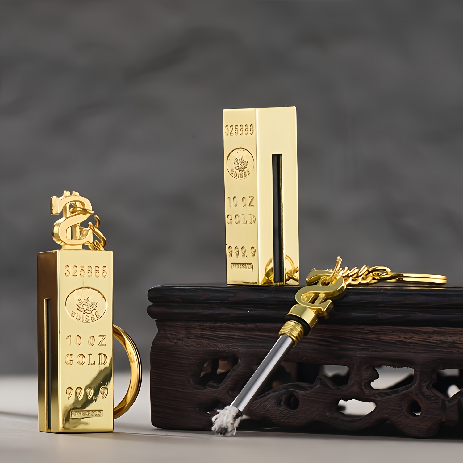 2-pack Windproof Permanent Lighter, Creative Golden Bar Small Match Stick, Multi-functional Metal Kerosene Lighter, Mini Portable Igniter, Suitable for Outdoor Camping Fire-making and Combustion Stick, Gift for Boyfriend (without Oil), Without Battery - Image 7