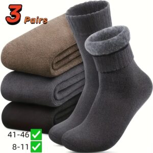 3/6 Pairs of Men'S Warm Plush Socks, Soft And Durable Thick Socks, Perfect for Pairing with Snow Boots for Added Warmth.