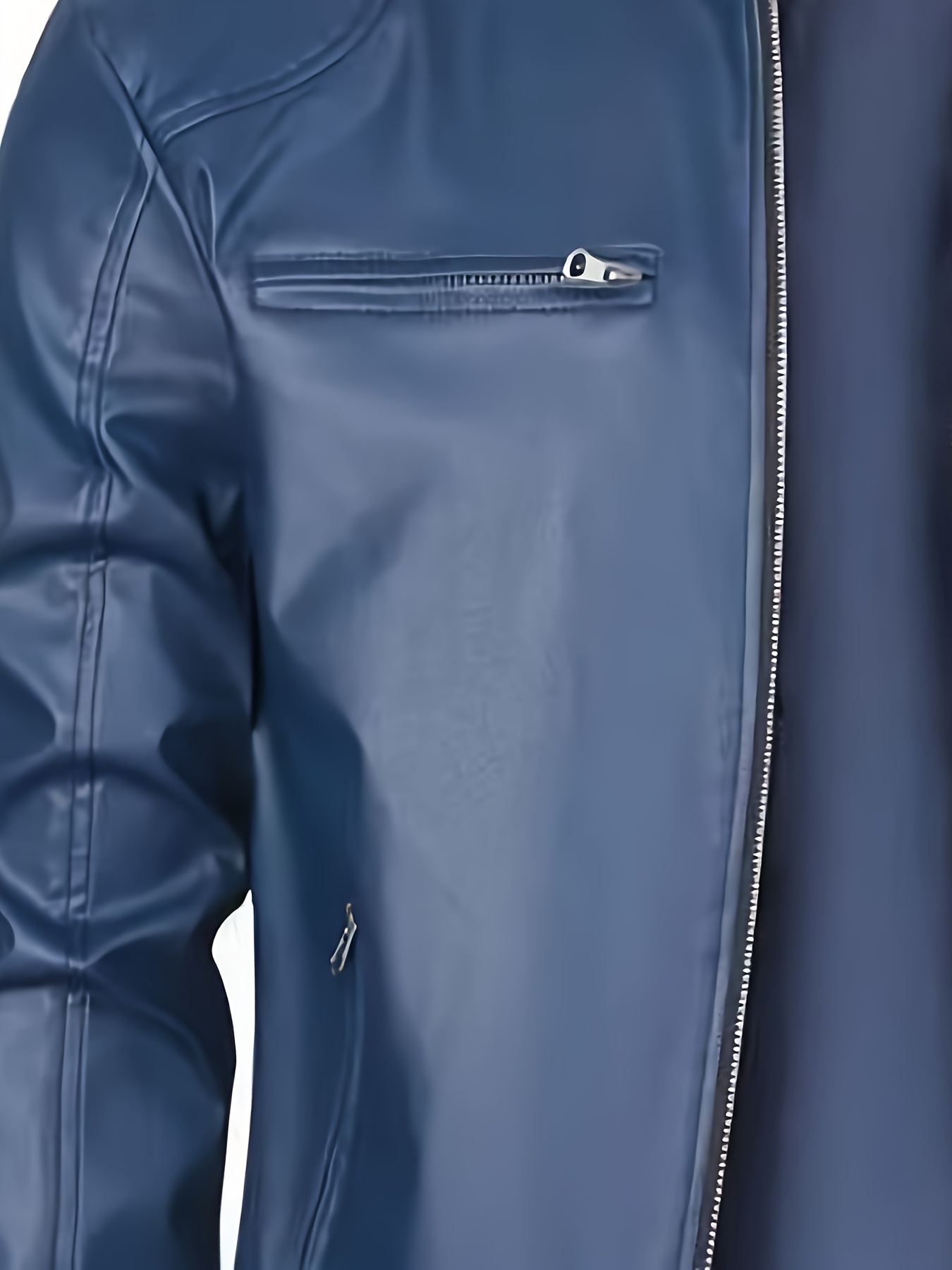 Men's Slim-Fit pu Jacket | Casual Style with Stand Collar | Zip-Up Closure & Decorative Zippered Pockets | Durable Polyester Lining | Ideal for Outdoor Activities, Casual Outerwear | Modern Jacket | Look - Image 11