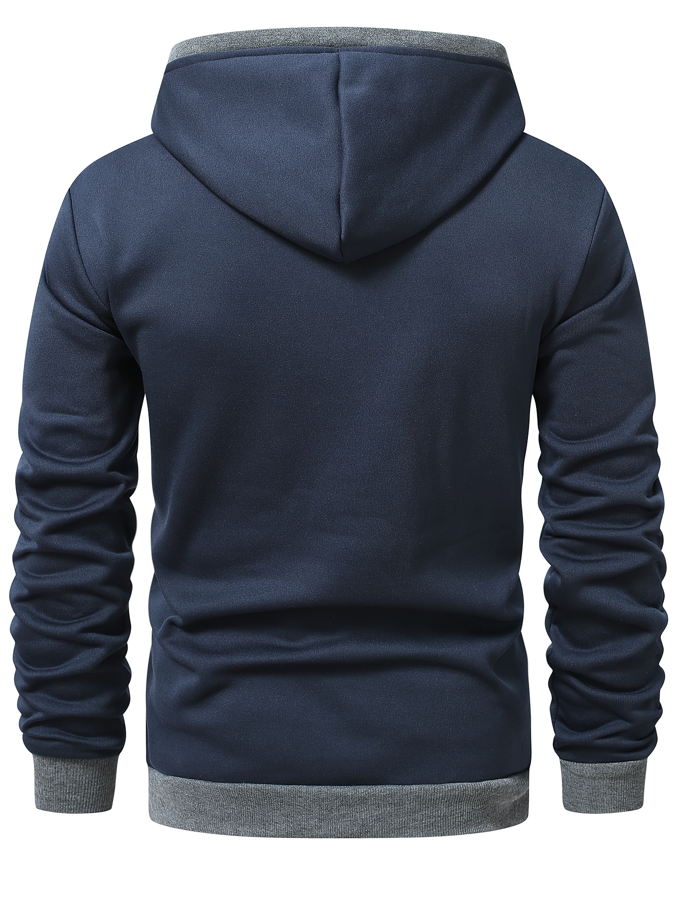 Men'S Casual Color Block Hoodie with Zipper Closure - Olive Green & Black Two-Tone Design, Long Sleeve, Regular Fit, Sweatshirt, Casual Wear Hoodie | Twotone Design | Knit Construction, Essential Hoodie - Image 8