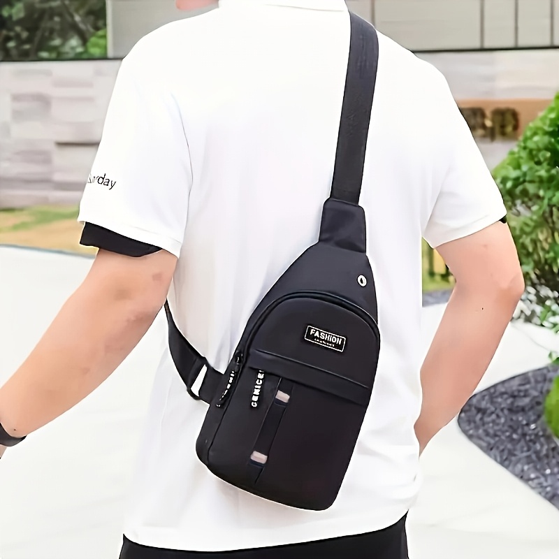 Men's Durable Oxford Cloth Chest Satchel with Adjustable Strap & Zipper Closure - Casual Outdoor Travel Hiking Belt Bag Suitable for Hiking, Travel & Daily Use - Image 8
