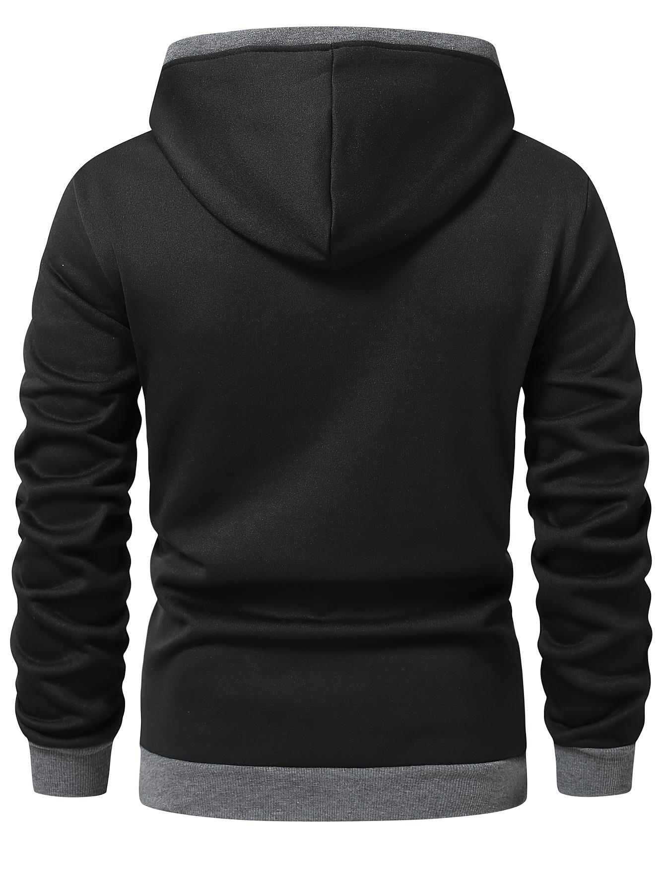 Men'S Casual Color Block Hoodie with Zipper Closure - Olive Green & Black Two-Tone Design, Long Sleeve, Regular Fit, Sweatshirt, Casual Wear Hoodie | Twotone Design | Knit Construction, Essential Hoodie - Image 9