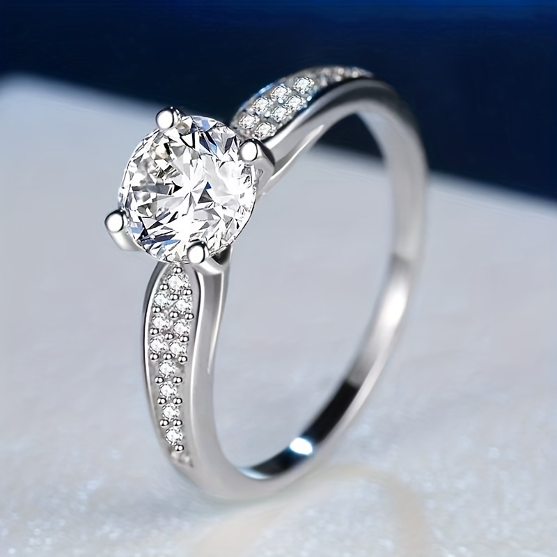 A S925 Pure 925 Silver Teenager'S Ring Inlaid with A 1.25-carat Lab-grown Lab-grown Diamond, Suitable As A Gift for Wedding Anniversaries, Birthdays, Valentine'S Day, Mother'S Day, Christmas, And Labor Day. Pure 925 Silver, Anti-allergic.