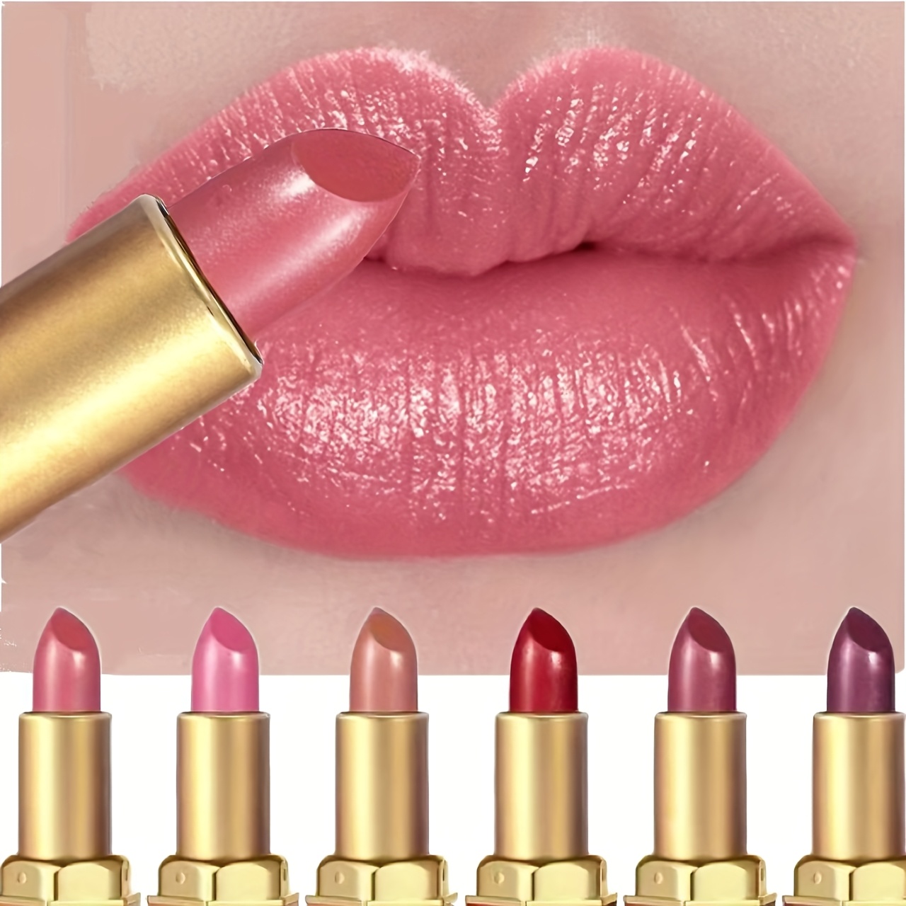 6-pack, Cream Lipstick, Easy-to-color Lipstick, Long-lasting Easy-to-color Moisturizing Lipstick, Creamy and Smooth Effect, Suitable for All Light Beige Tones, Suitable for Everyday and Christmas Makeup Looks