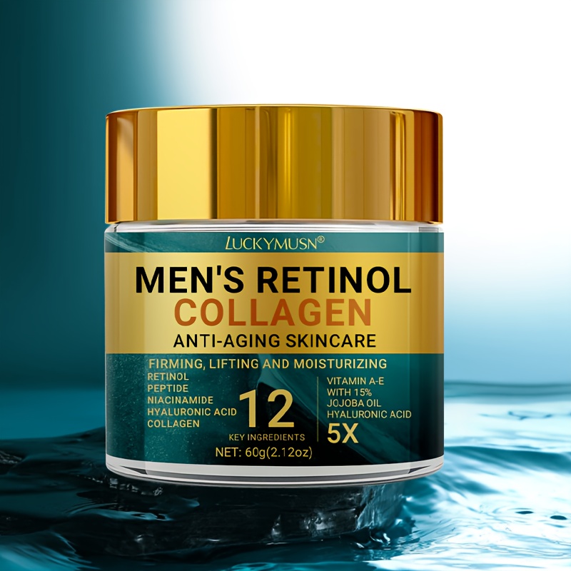 Men's Retinol Collagen Cream, moisturizing, firming, improving elasticity, skincare, with hyaluronic acid and vitamin CE, for a more youthful and radiant complexion. Suitable for all Light Beige types, 60g / 2.12oz - Image 4