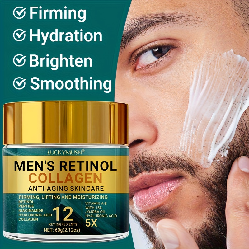 Men's Retinol Collagen Cream, moisturizing, firming, improving elasticity, skincare, with hyaluronic acid and vitamin CE, for a more youthful and radiant complexion. Suitable for all Light Beige types, 60g / 2.12oz - Image 3