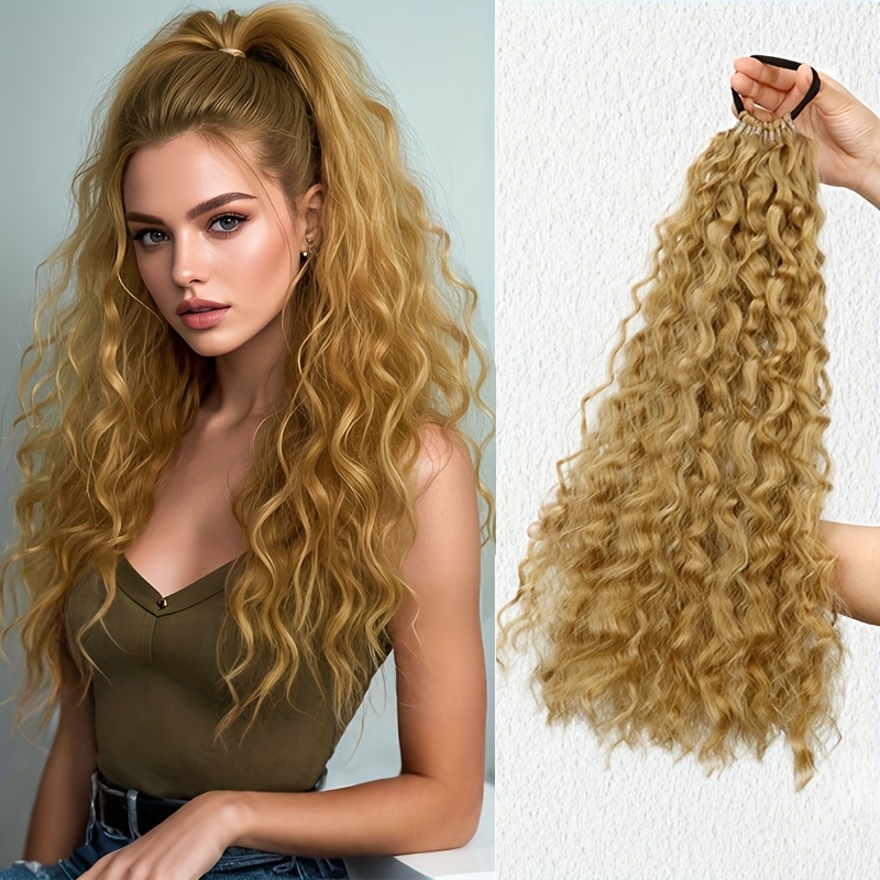 Women' Kinky Curly Long Ponytail Hair Extension - Volumizing Synthetic Fluffy Hairpiece with Elastic Band for Secure Fit, Volume & Curly Length for Parties, Weddings, Photo Shoots, Daily Use - Volume-Boosting Ponytail Add- for - Image 11