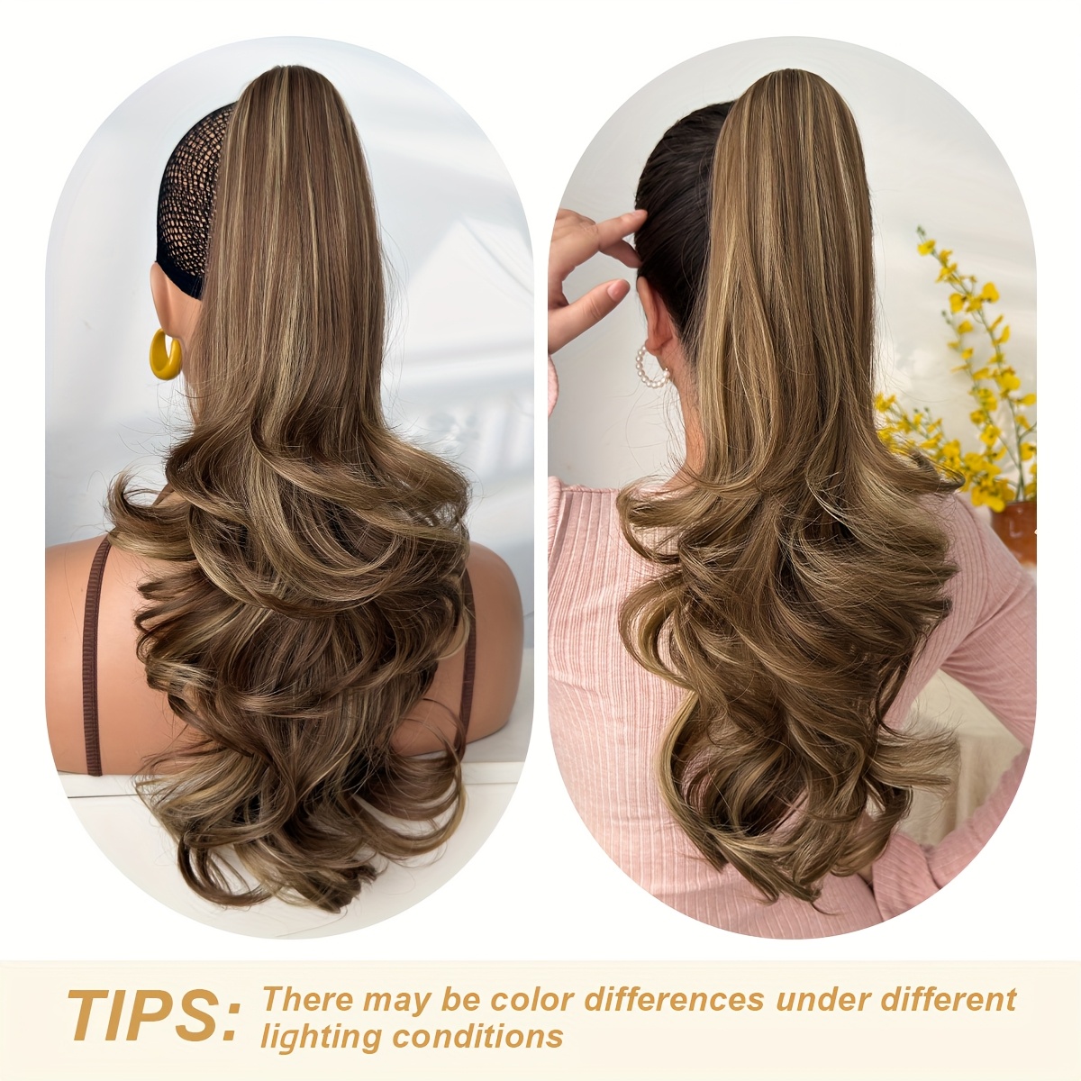 Women'S Heat-Resistant Synthetic Hair Extension Wig - 20" Long Curly Wave Ponytail with Claw-Shaped Base, Multi-Color Options (Black, Brown, Golden, Burgundy, Off White, Gray) For Christmas, Halloween, Parties & Daily Use - Easy To Style & Maintain - Image 12