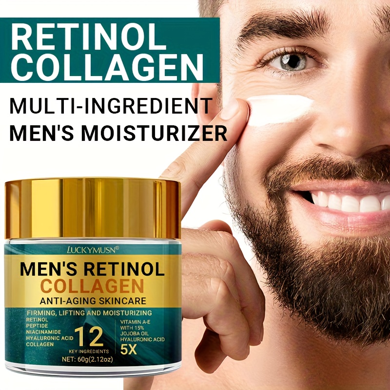 Men's Retinol Collagen Cream, moisturizing, firming, improving elasticity, skincare, with hyaluronic acid and vitamin CE, for a more youthful and radiant complexion. Suitable for all Light Beige types, 60g / 2.12oz - Image 2