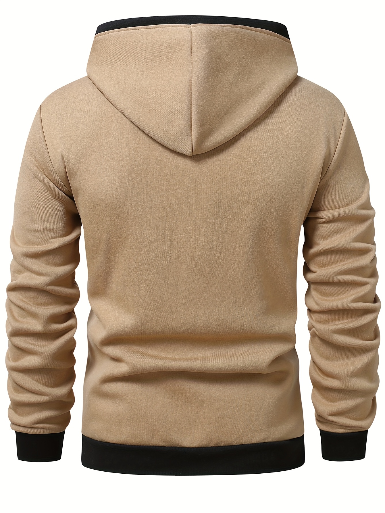 Men'S Casual Color Block Hoodie with Zipper Closure - Olive Green & Black Two-Tone Design, Long Sleeve, Regular Fit, Sweatshirt, Casual Wear Hoodie | Twotone Design | Knit Construction, Essential Hoodie - Image 7