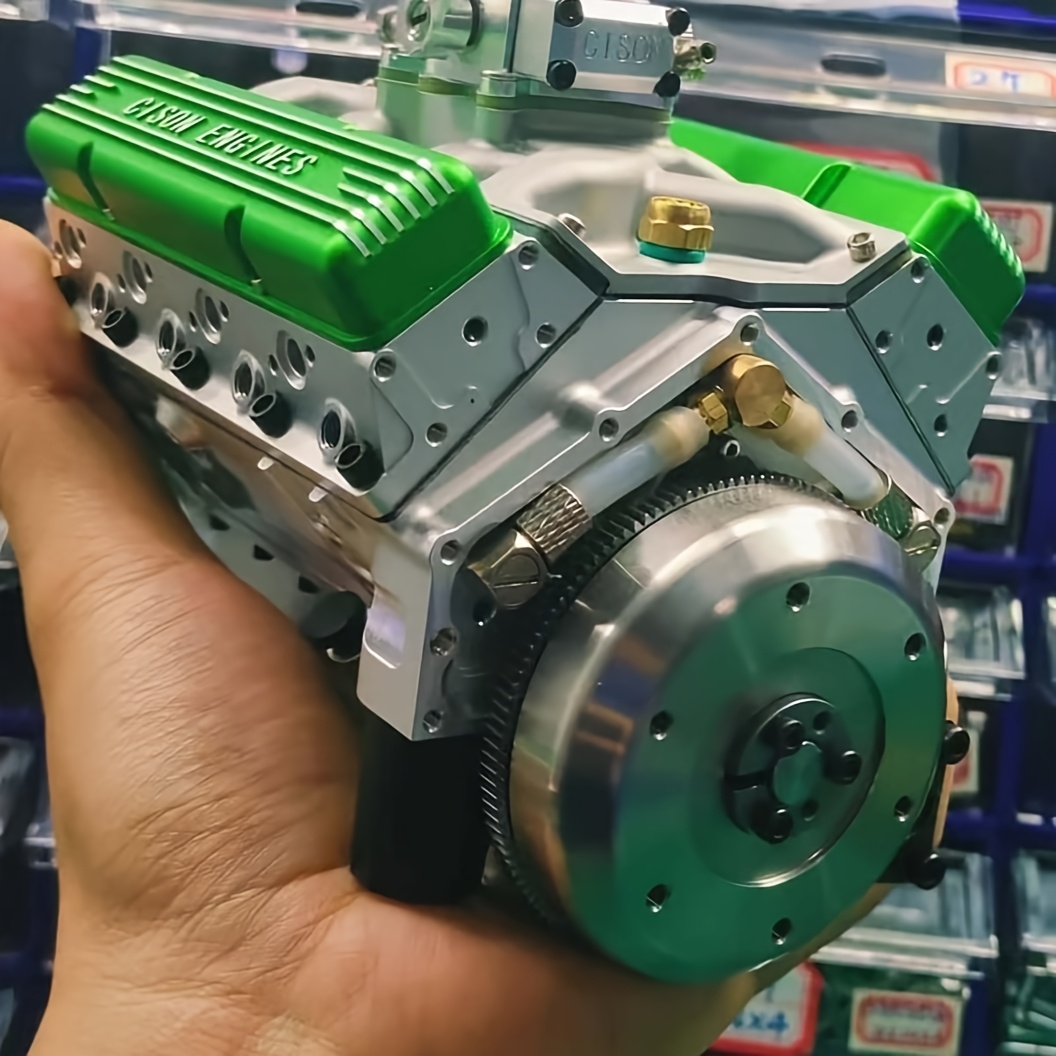 ZXC Cison V8 Engine Kit - Small-Block V8 Resin Model Building Blocks with Multi-Color Options (Red, Green, Yellow, ) | Detailed Internal Components & Realistic Design for Model Cars, Collectors & Hobbyists | Challenging Assembly Project - Image 8