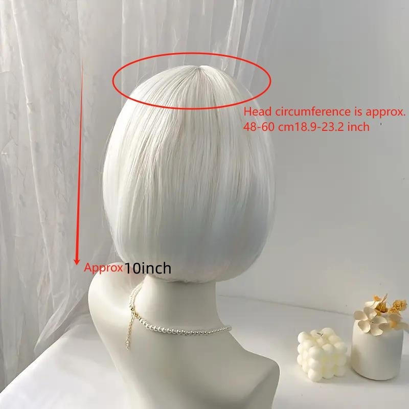 A White Short Wave Bob Wig Made of Heat-Resistant Synthetic Fibers, This Elegant And Stylish Women'S Wig Features a Look, Perfect for Halloween, Christmas, Carnivals, Parties, Cosplay, And Music Festivals. It'S an Easy-To-Manage Short Hairstyle - Image 8
