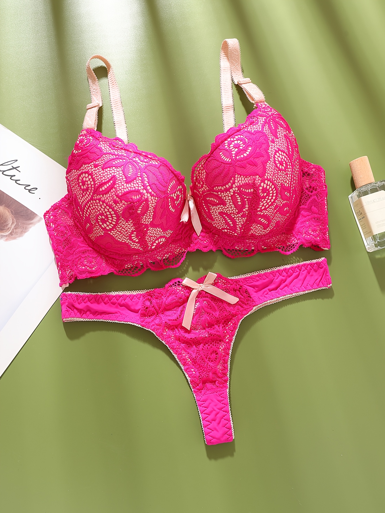 3pcs Set French-Style Women's Low-Rise Bikini Bra & Thong Underwear Set - Full Coverage Matching Color-Block Lingerie, Non-Detachable Pads, Elegant for married/Couple (Hand Wash Only) - FemaleSexy Line Special Collection - Image 6