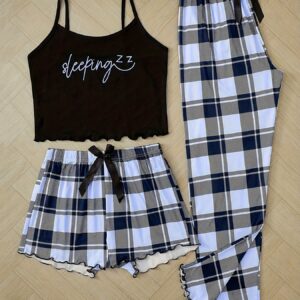 Simple Letter Pattern Women's Pajama Set