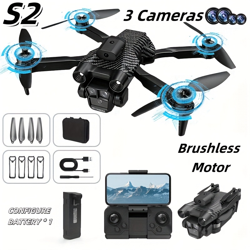 Three-camera Drone, Foldable Remote-controlled Drone, Remote-controlled Toy, Easy to Operate, Suitable for Beginners, Gift for Men, Indoor and Outdoor Drone for Christmas And Halloween, Drone with Screen Remote Control, Indoor Flying - Image 8