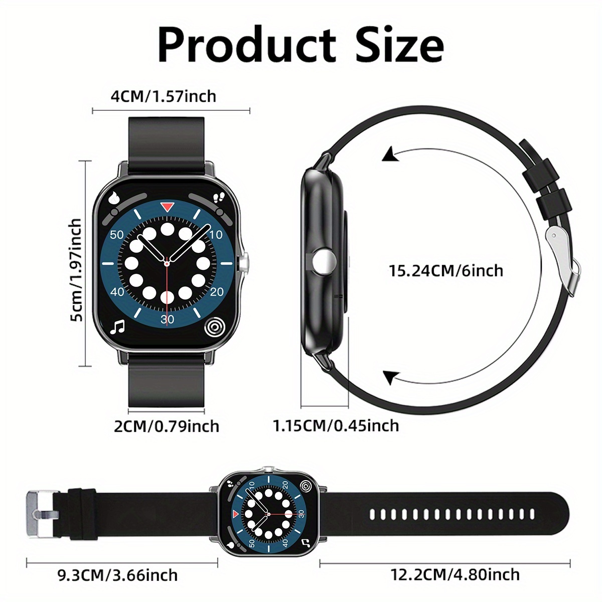 1.83-Inch Smart Watch - Wireless Calling, Music Play, Weather Forecast, Call Alerts, App Notifications, Versatile Watch Faces, Unisex Fitness Tracker - Perfect Gift for Labor Day, Back to School & Christmas - Stylish Sporty Design - Image 9