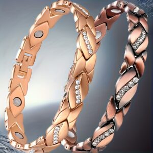 2pcs Vintage Unisex Magnetic Bracelet | Perfect Surprise Holiday Gift for Her y2k, Zinc Alloy, Polished