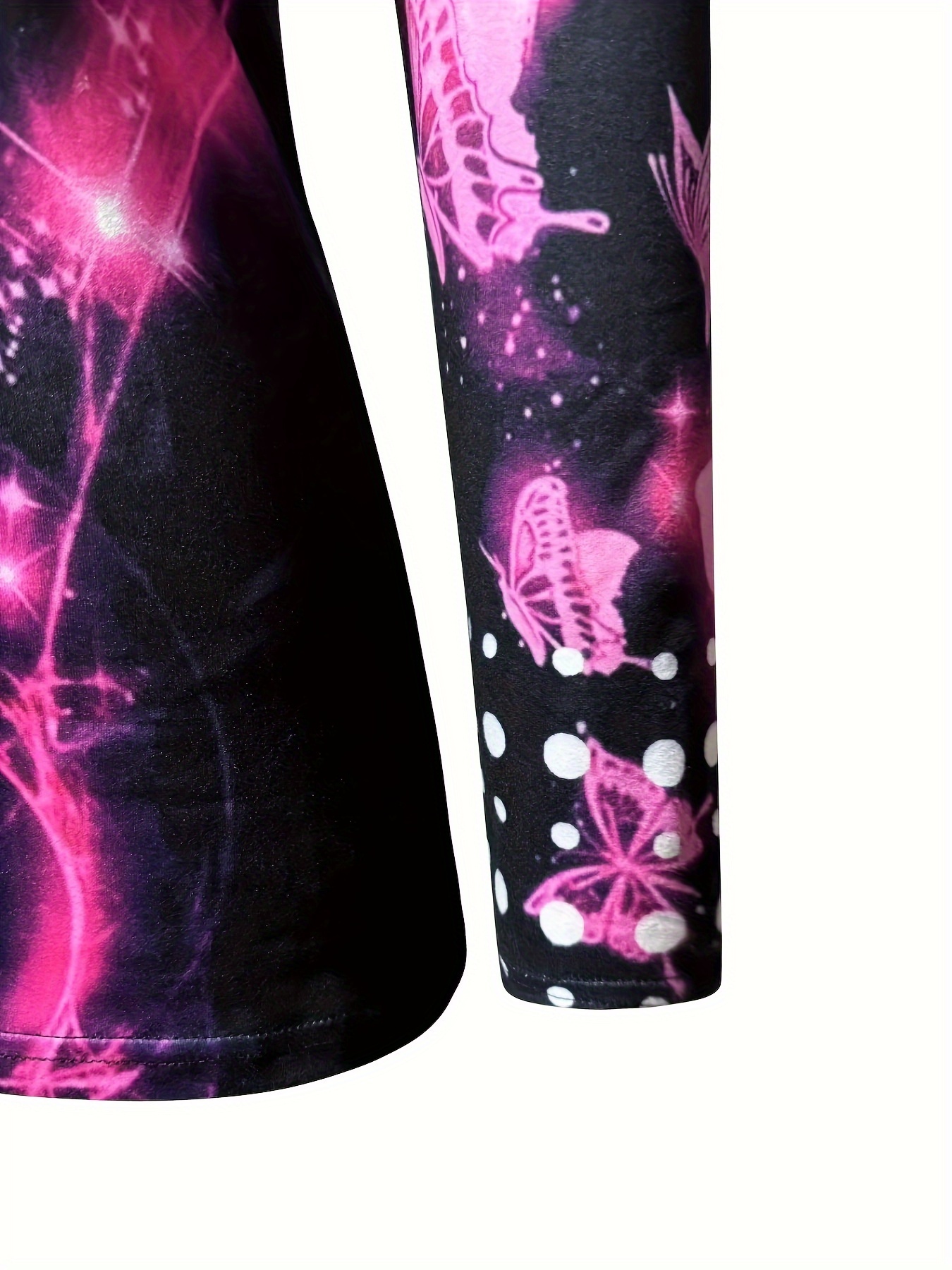 Vibrant Butterfly Print Long Sleeve Cold Shoulder T-Shirt - Soft, Breathable, Casual Wear for Spring and Fall - Women's Fashion Clothing for Everyday Comfort - Image 10