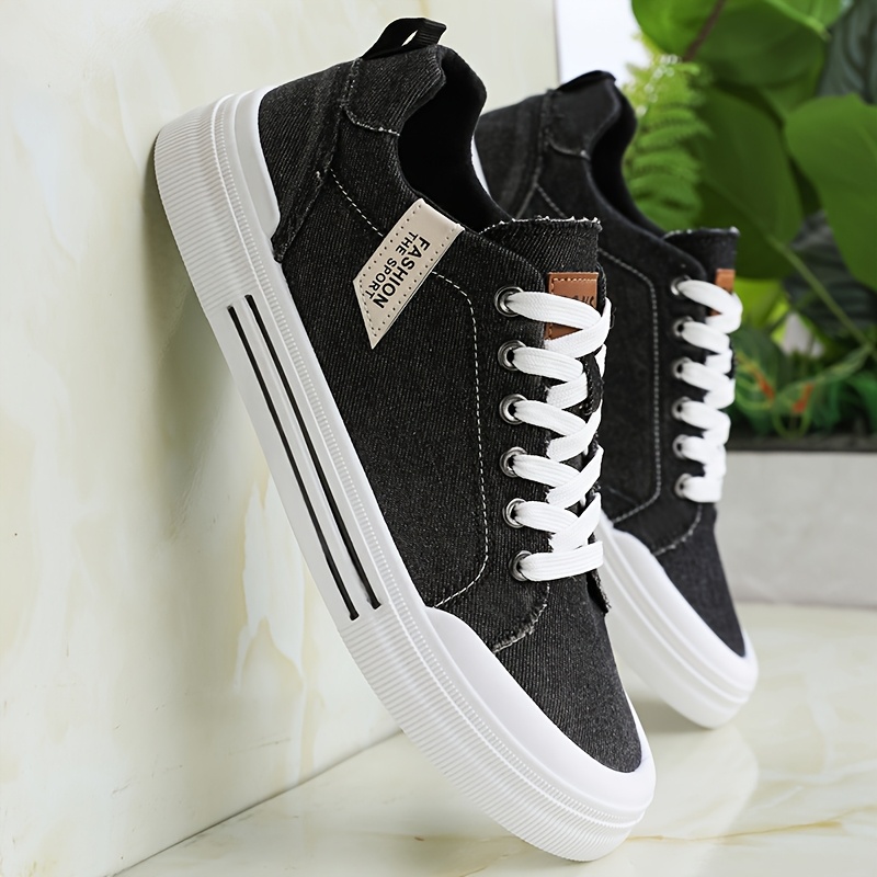 Men's Casual Skate Shoes - Lightweight Breathable Canvas Sneakers with Lace-Up Closure, Round Toe & Durable PVC Sole for Casual Attire, Running, Gym - Unisex All-Season Versatile Footwear, Running Shoes, Modern Sneakers, Fabric Lined Interior - Image 4