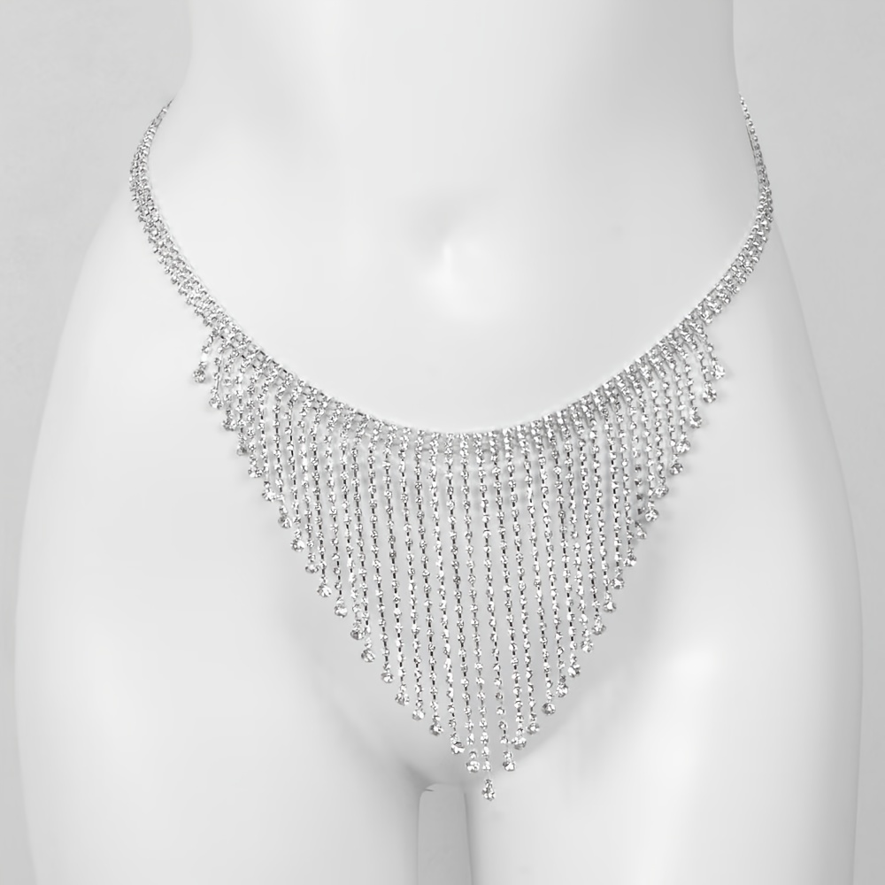 Boho Chic Body Chain Jewelry , Silvery with Sparkling Rhinestone Embellishments , Versatile Accessory for Women , Perfect for Parties & Gifts , Ideal for Spring & Summer , Spring Fashion Accessory - Image 5