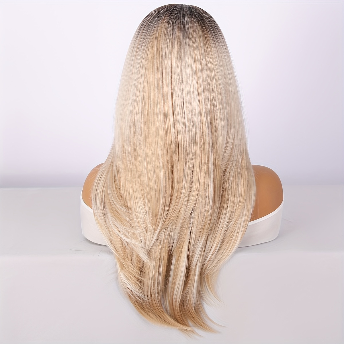 Women'S Light Blonde Layered Chemical Fiber Wig with Highlights - Straight Synthetic Hair for Daily Wear, Parties, Easter & Music Festivals | Rose Net Cap Attachment, Low Maintenance & Durable | Spring Summer Blonde Hairstyle for Special Occasions & - Image 2